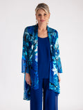 Marina/Cobalt Hand Painted Tropical Silk Mix Devoree Jacket with Split Cuff Detail