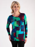 A Green/Multi Abstract Squares Jumper