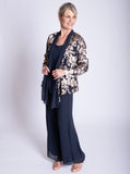 Pewter/Gold Cascading Leaf Devoree Jacket With Contrast Chiffon Front