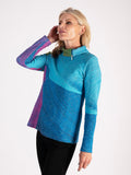 Sky/Green Abstract Swirl Print Cowl Neck Top