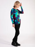 A Green/Multi Abstract Squares Jumper