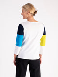 White/Lime Abstract Wave Jumper – Subtle Sophistication