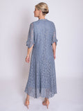 Platinum Lace Dress with Gold Foil Shimmer