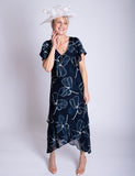 Navy/White Silk Floral Devoree Dress