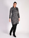 Black & Steel Animal Burnout Cowl Neck Dress