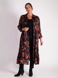 Floral Noir Black/Red Floral Print Button Front Dress