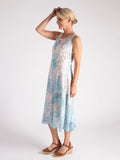 Sand/Sky Tropical Dawn Print Sleeveless Burnout Dress