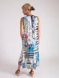 Navy/Multi Floral Garland Nautical Striped Sleeveless Burnout Dress