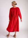 Ruby Pleated Cotton Midi Dress