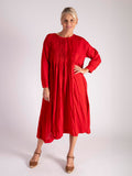 Ruby Pleated Cotton Midi Dress