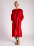Ruby Pleated Cotton Midi Dress