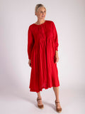Ruby Pleated Cotton Midi Dress