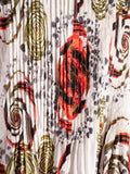 White/Multi Circle Print Pleated Cotton Midi Dress