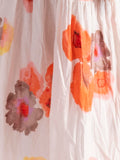 White/Apricot Watercolour Floral Print Cotton Midi Dress