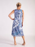 White/Blue 2-in-1 Flower Mesh & Print Dress