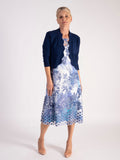 White/Blue 2-in-1 Flower Mesh & Print Dress