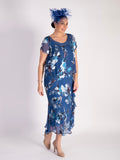 Bluebird Floral Print Layered Silk Devoree Dress