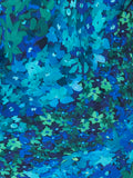 Cobalt/Emerald Royal Garden Split Sleeve Silk Dress with Chiffon V Neckline