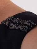 Navy Sleeveless Tiered Dress with Embellished Shoulder Detail