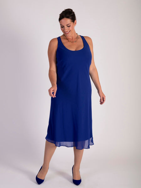 Cobalt Bias Cut Chiffon Dress