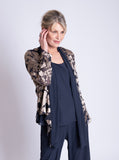 Pewter/Gold Cascading Leaf Devoree Jacket With Contrast Chiffon Front