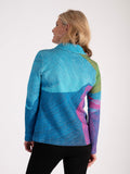 Sky/Green Abstract Swirl Print Cowl Neck Top