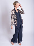 Pewter/Gold Cascading Leaf Devoree Jacket With Contrast Chiffon Front