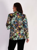 Glamorous Black/Multi Garden Flower Jacket with Gold Stud Fastenings