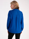 Cobalt Crepe Shirt With Side String Detail