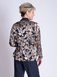 Pewter/Gold Cascading Leaf Devoree Jacket With Contrast Chiffon Front