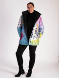 Black/Abstract Spot Print Zip Front Quilted Reversible Jacket - Black Friday Comes Early