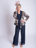 Pewter/Gold Cascading Leaf Devoree Jacket With Contrast Chiffon Front