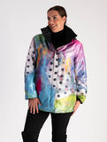 Black/Abstract Spot Print Zip Front Quilted Reversible Jacket - Black Friday Comes Early