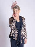 Pewter/Gold Cascading Leaf Devoree Jacket With Contrast Chiffon Front