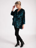 Teal/Black Château Jardin Kimono Velvet Devore Jacket