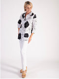 White/Black Floral Pintuck Shirt