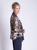 Pewter/Gold Cascading Leaf Devoree Jacket With Contrast Chiffon Front