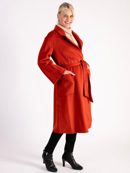 Luxury Pumpkin Cashmere Wool Mix Long Coat  - Promotion Until 31st October 2024