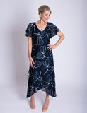 Navy/White Silk Floral Devoree Dress