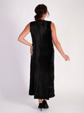 Black Sleeveless Plisse Pleat Dress