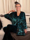Teal/Black Château Jardin Kimono Velvet Devore Jacket