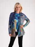 Sky/Lilac Abstract Print Marl Jersey Cardigan