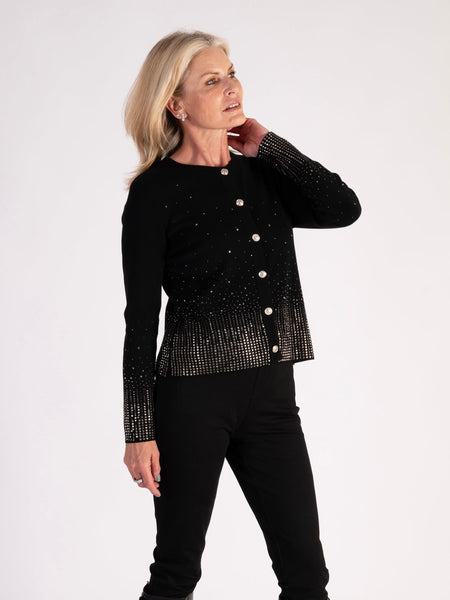 Black Diamanté Trimmed Knitted Jacket