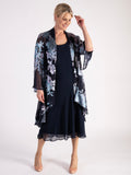 Navy/Lilac Enchanted Leaf Silk-Mix Devoree Jacket with Split Cuff Detail - NEW SS25!