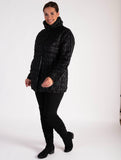 Black/Abstract Spot Print Zip Front Quilted Reversible Jacket - Black Friday Comes Early