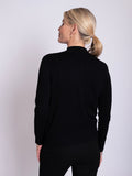 Black Button Detail Funnel Neck Fine Knit Sweater