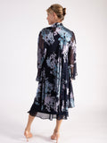 Navy/Lilac Enchanted Leaf Silk-Mix Devoree Jacket with Split Cuff Detail - NEW SS25!