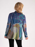 Sky/Lilac Abstract Print Marl Jersey Cardigan