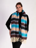 Soft & Luxurious Turquoise Multi-Stripe Blanket Scarf