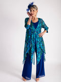 Cobalt/Emerald Royal Garden Silk Pixie Coat
